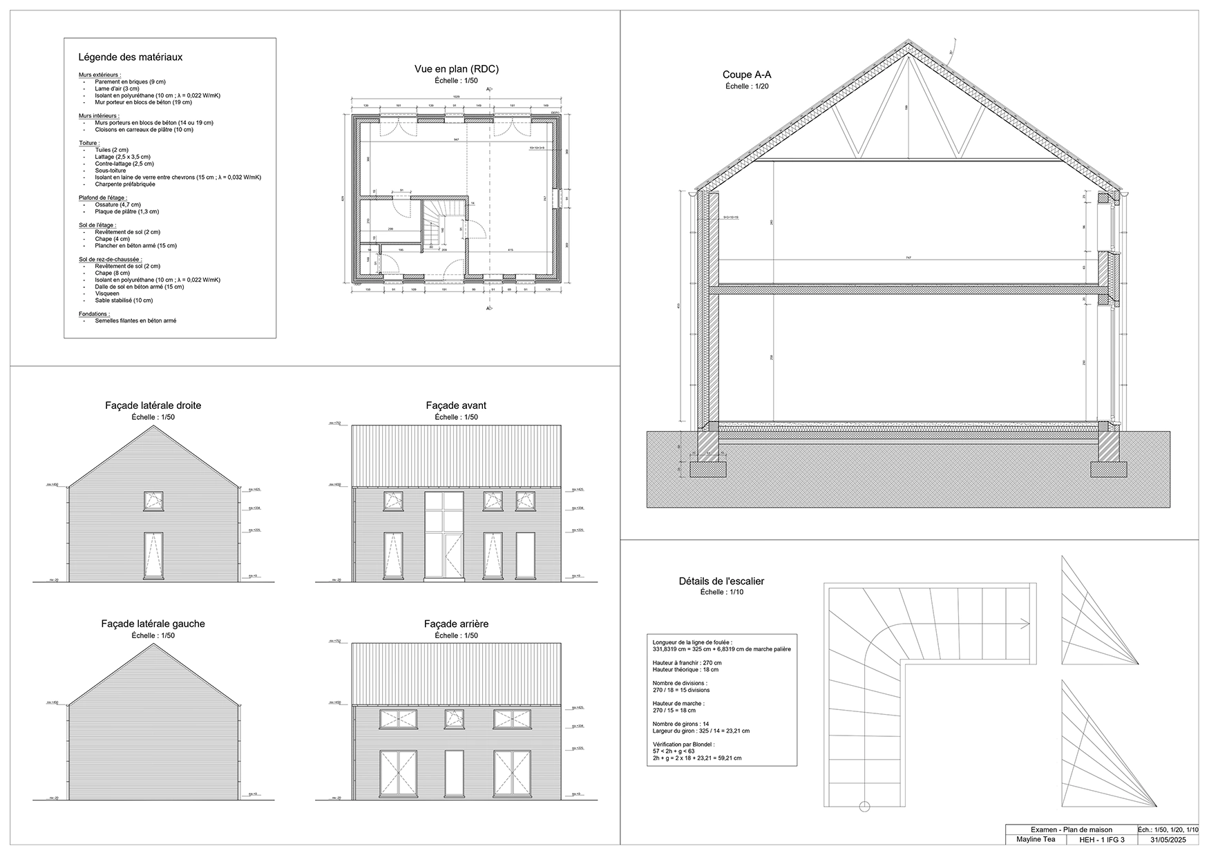 Plan maison réalisé sur AutoCAD